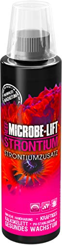 MICROBE-LIFT Strontium-Suplemento de estroncio para acuarios de Agua Salada,Optimiza el Crecimiento Saludable del Esqueleto calcáreo de los corales y fortalece su Tejido de Forma Duradera,