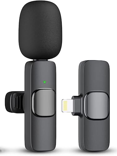 Micrófono Solapa Inalámbrico para iPhone - 2,4GHz Profesional Wireless Lavalier Microphone,Plug & Play, Mini Micrófonos con Cancelación de Ruido/Silencio, para transmisión en vivo, YouTube, TikTok