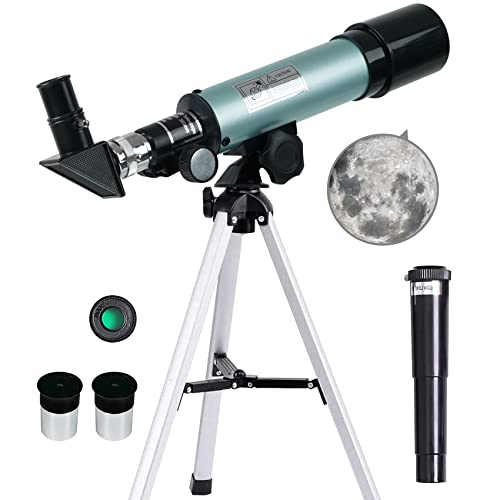 Mijiao Telescopio Astronómico para Niños, Telescopio 360/50mm 90X Telescopios Astronomico Refractor con Trípode, Telescopio Regalo Telescopios Astronomicos para Niños Adultos Observer la Luna, Aves