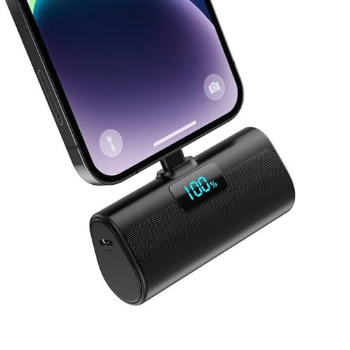 Mini Cargador Portátil para iPhone, 5200mAh Ultra-Ligera 20W PD Carga Rapida Batería Externa Compacto Power Bank con Pantalla LCD Powerbank Compatible con iPhone 14/14 Pro/13/12/11/XR/X/8/7/6 y Más