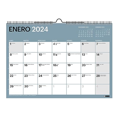 Miquelrius - Calendario de Pared 2024 Chromat, Tamaño A4: 296 x 210 mm, Con espacio para anotar, Encuadernación espiral doble, 9 colores interiores diferentes, Español