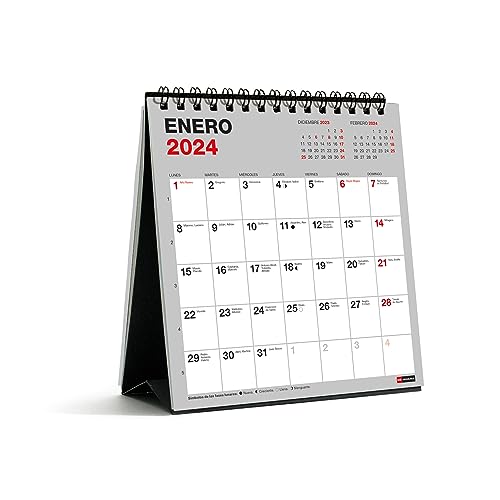 Miquelrius - Calendario Sobremesa 2024 Basic, Tamaño 140 x 150 mm, Con espacio para anotar, Encuadernación espiral doble, Español