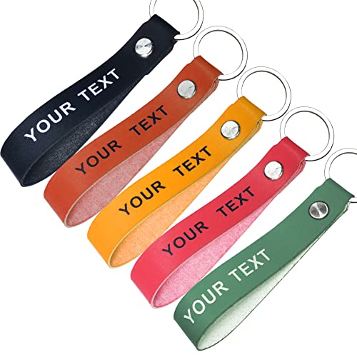 misscase Llavero de cuero personalizado, personalizado impreso su nombre de texto llavero etiquetas para llaves de coche adecuadas para motocicletas automóviles (Silver Round Keyring)