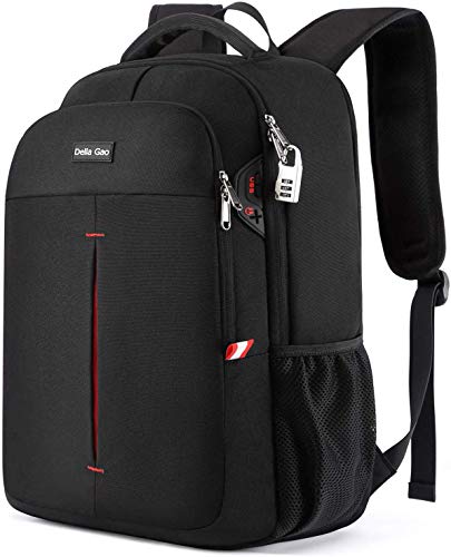 Mochila para computadora portátil, mochila antirrobo impermeable con mochila de bloqueo Hombre Mochila portátil de 17.3 pulgadas con apertura de carga USB, viaje o trabajo - Negro