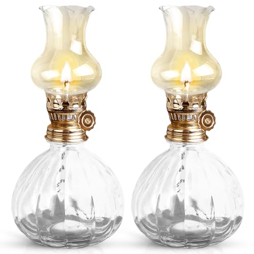 Molbory 2 lámparas de queroseno de cristal, lámpara de queroseno de vidrio vintage, lámpara de aceite para interiores, lámpara de queroseno, lámpara de mantequilla, adornos de escritorio, lámparas de