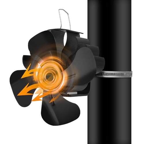 Mooklin Ventilador de Estufa de Leña, Ventilador Chimenea con 4 Palas, Ventilador de Estufa de Leña Alimentado por Calor, para Estufas de Pellets/Gas/Leña/Chimeneas