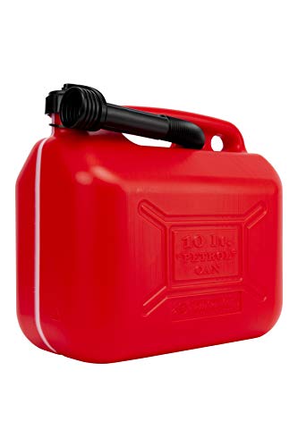 Motorkit Bidón/Garrafa de Plástico para Gasolina/Diesel, Con franja de medición de fácil lectura, Incluye embudo, 10 L homologado