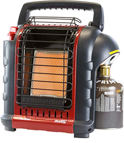 Mr. Heater Calentador de gas portátil Buddy con adaptador para cartuchos de gas con rosca de 7/16, potencia de hasta 2,4 kW, calefactor para exteriores o acampadas