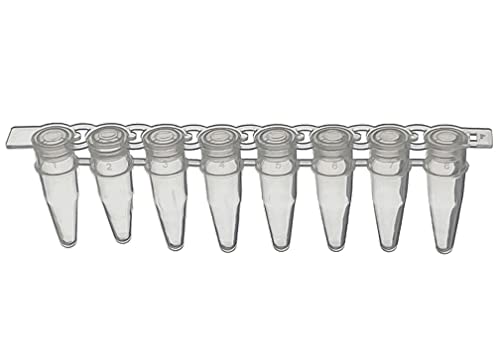 MUHWA Tubo de PCR de 0,2 ml con pared fina, tira de 8 tubos, tapas planas, 200 tiras MUHWA Tubo de PCR de 0,2 ml con pared fina, tira de 8 tubos, tapas planas, 200 tiras
