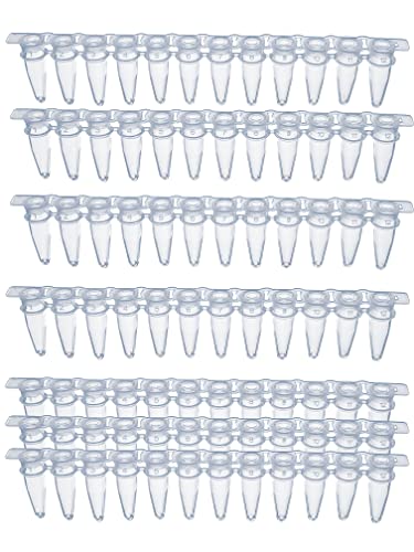 MUHWA Tubo PCR de 0,2 ml con pared fina, tira de 12 tubos con tapa, tapas planas, 200 tiras MUHWA Tubo PCR de 0,2 ml con pared fina, tira de 12 tubos con tapa, tapas planas, 200 tiras