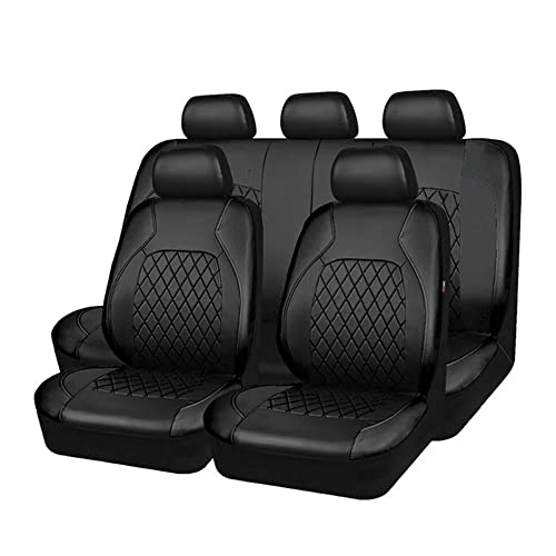 Mulcort - Fundas de Asiento para Coche, Universal, de Cuero PU, Juego Completo de Accesorios para Interior de automóviles, SUV, 9 Unidades-Negro