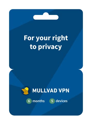 Mullvad VPN | 6 Meses de VPN para 5 Dispositivos | Protege tu Privacidad con un Servicio VPN de Seguridad | VPN Sencillo de Instalar y Usar
