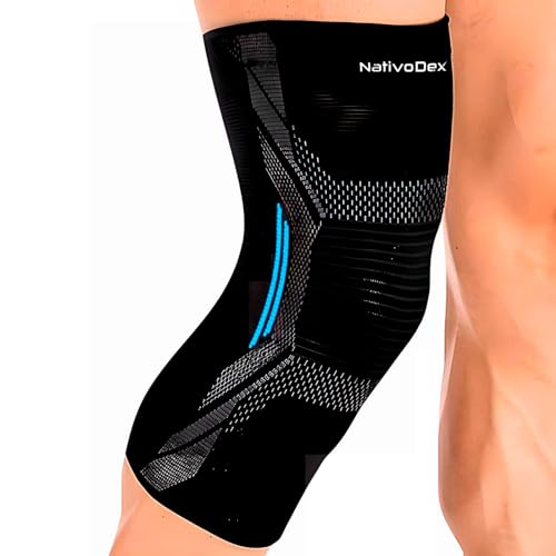 NativoDex Rodillera Estabilizadora de Sujeción Menisco y Ligamento - Rodillera Antideslizante de Compresión para Hombre y Mujer para Tendinitis, Ligamentos, Rotuliano, Dolor Articular, Desgarros (M)