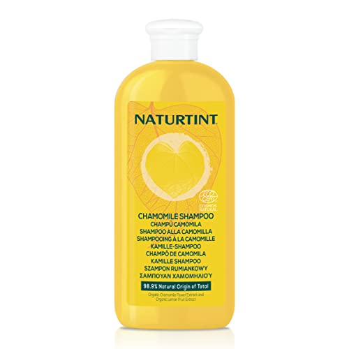 Naturtint Champú Camomila, Aclara Progresivamente el Cabello Rubio, Aporta Intensos Reflejos Dorados, Limpieza Suave, Brillo y Luminosidad, 98,9% Ingredientes Naturales, ECOCERT, 330ml