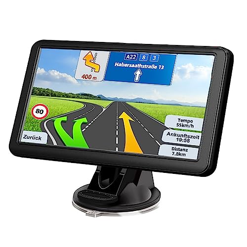 Navegador GPS para Coche y camion: Pantalla táctil de 7 Pulgadas 8G 256 M con guía de Voz, Alerta de Flash, actualización de mapas Gratis de por Vida, Color Negro