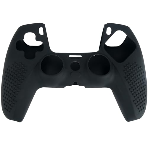 Nayubo Piel Protectora Antideslizante con Tachuelas de Silicona para el Mango del Controlador PS5 Protector de Estuche Plano Suave Compatible con el Controlador Inalámbrico Playstation 5 (Negro)