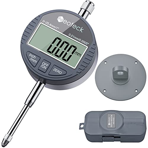 Neoteck Indicador Digital 0.01/0.0005'' 25.4mm Relojes Comparadores Calibre Digital Medición del Dial Indicador de Sonda Digital Rango 0-25.4mm / 1'' Indicador de Prueba de Dial Indicador Electrónico