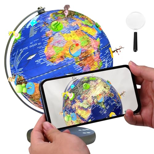 Niest AR Globo Terráqueo 20 cm, Interactivo Mapa Mundi con luz LED, Control de Pantalla Táctil, Carga USB