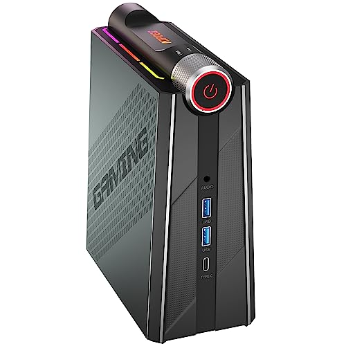 NiPoGi AM08PRO RGB Mini PC Gaming Vertical con 3 Modo AMD Ryzen 7 7735HS(8C/12T, hasta 4,75GHz) Banda Dual 32GB DDR5 512GB SSD Mini Computadora de Escritorio [4K Triple Pantalla/WiFi 6/HDMI+Type-C]