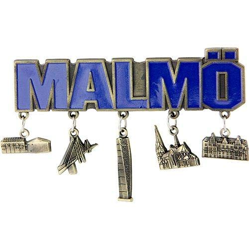Nordic Souvenirs Imán de metal con adornos – Malmö – Suecia