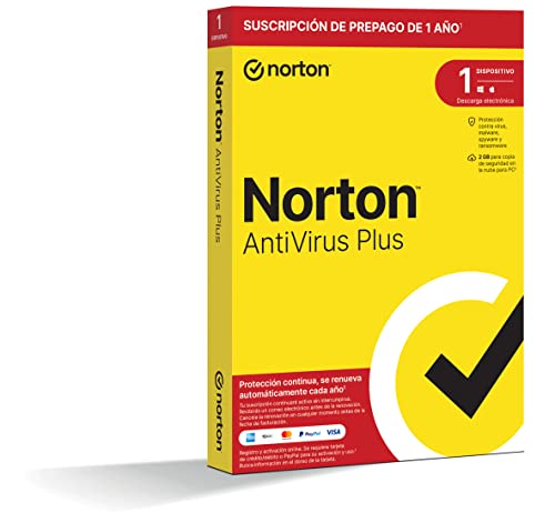 Norton Antivirus Plus 2024 - Antivirus software para 1 Dispositivo y 1 año de suscripción con renovación automática, para PC o Mac