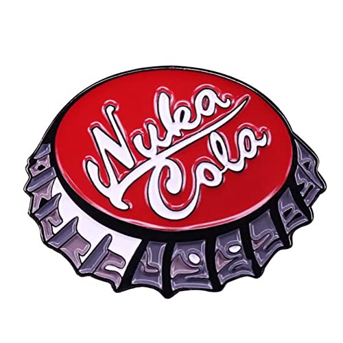 Nuka Cola - Tapa de botella esmaltada, Pin de juego de Fallout, broche de símbolo de peligro radiactivo, broche de inspiración de juego, Pin de regalo, Metal, Sin gemas.