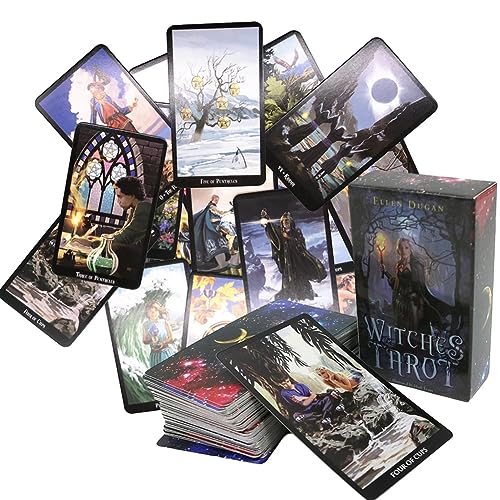 OCDSLYGB 78PCS Adivinación Futura Witches Tarot Predicción Witches Tarot Clásico Witches Oráculo Carta Herramienta De Adivinación Portátil Tradicional Adecuada para Actividades Familiares 6 x 10,3cm