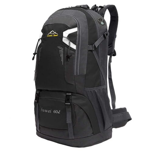 OcioDual Mochila 60 Litros Impermeable Negra de Senderismo Montaña Montañero Viaje Acampada Acampar Aire Libre Trekking 60L