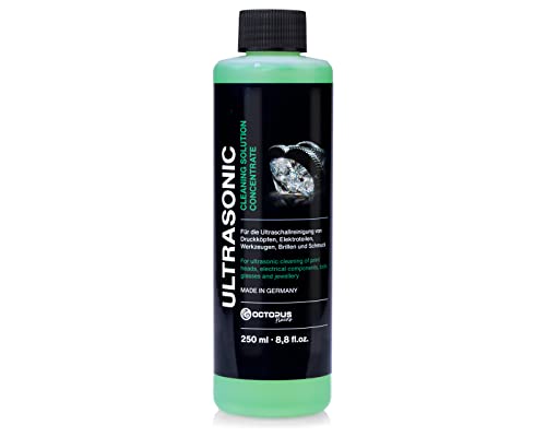 Octopus Limpiador Concentrado ultrasónico para la Limpieza de Joyas, Gafas, dentaduras, Metales Nobles y Cabezales de impresión en baño ultrasónico, 250ml