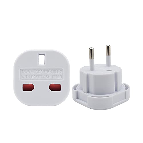 OHHXGK Adaptador de Enchufe de UK a Enchufe Europeo, Enchufe Adaptador UK a UE/DE/FR/IT/ES, Adaptador de Viaje Inglés a Español [2 PCS]