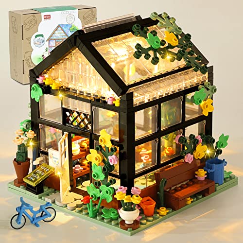 OKKIDY Kit de construcción de casa de flores, 579 unidades, serie de plantas, juego de bloques, exquisita caja para niñas 6 7 8 9 10 11 12 y amantes de los bloques de construcción