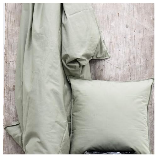 OMHU Ropa de cama de lujo de 135 x 200 cm con cremallera (1 unidad), funda de almohada de 80 x 80 cm, ropa de cama ultra suave, ropa de cama de algodón orgánico, verde claro