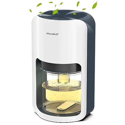 OMISOON Deshumidificador Bajo Consumo 1200ml, Apaga Automáticamente, Deshumidificadores Silencioso y Descongelación Automática, Baño, Habitación Pequeña