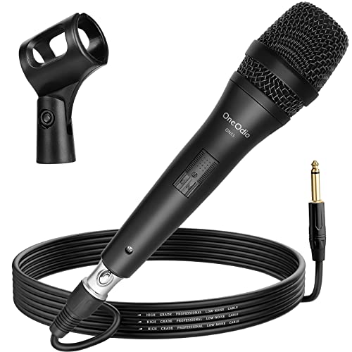 OneOdio ON55 Micrófono Vocal con Cable con Cable de 5M y Clip para Micrófono,Hembra de Metal,Micrófono Vocalista de Mano para Cantar/Hablar/Boda/Actividad al AireLibre/Amplificador de Guitarra/Karaoke