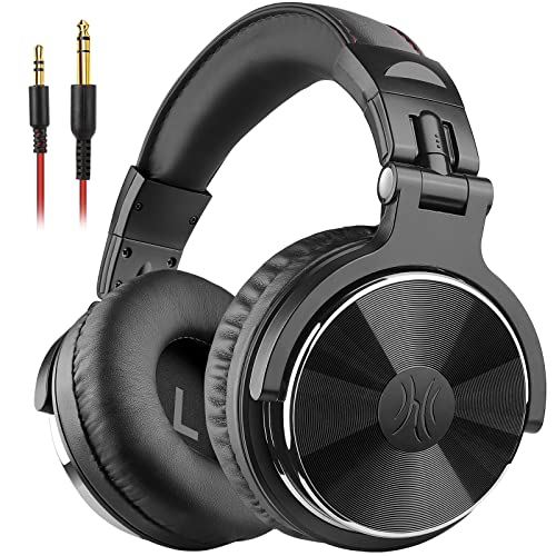 OneOdio Pro10 Auriculares DJ con Cable, Estéreo de Mezcla y Monitor de Estudio, 50mm Controladores, 3.5 y 6.35mm Conector de Audio para PC AMP Grabación de Teléfono Piano Guitarra, Negro