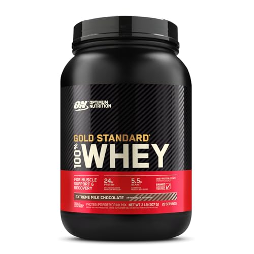 Optimum Nutrition Gold Standard 100% Whey, Proteína en Polvo para Recuperacíon y Desarrollo Muscular con Glutamina Natural y Aminoácidos BCAA, Sabor Extreme Milk Chocolate, 28 Dosis, 896 g