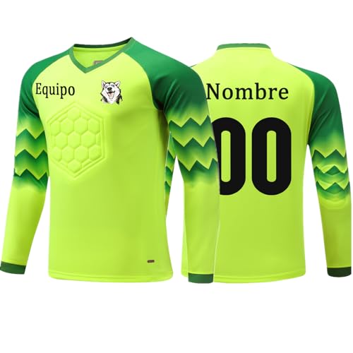 OPUTWDF Equipacion Portero Niño Personalizada Conjunto Camiseta Portero Futbol Hombre con su Nombre Número Equipo Número