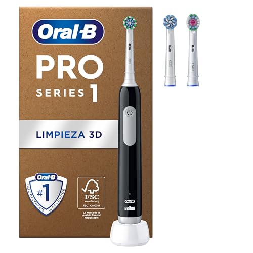 Oral-B Pro Series 1 Cepillo de Dientes Eléctrico con Mango Recargable y Cabezal, Diseñado por Braun, Regalos Originales para Mujer y Hombre - Negro