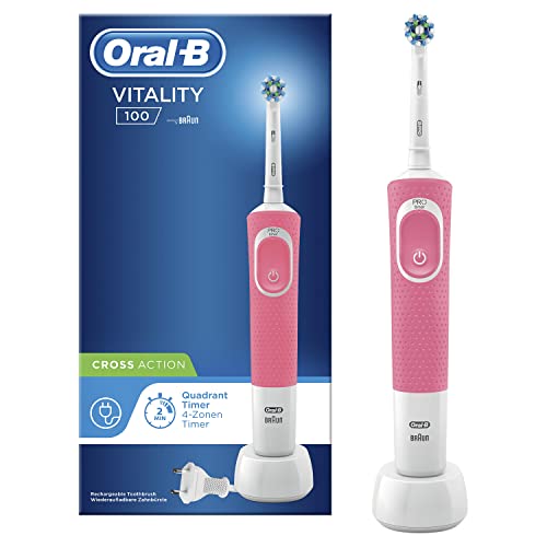 Oral-B Vitality 100 Cepillo Eléctrico Recargable Con Tecnología De Braun, 1 Mango Rosa, 1 Cabezal De Recambio CrossAction