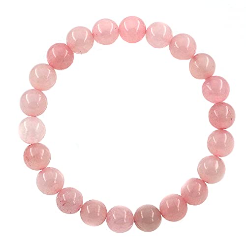 Ouubuuy Pulsera Cuarzo Rosa Cristal Perlas Piedras Energeticas Natural 8 mm Pulsera Cristal Terapia Piedra Para Hombres Mujeres