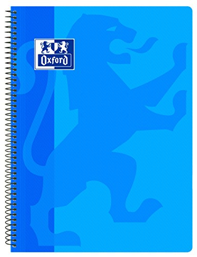 Oxford, Cuaderno A4 (Folio) Cuadrícula 4x4, Tapa Plástico, 80 Hojas. Libreta Color Azul Turquesa