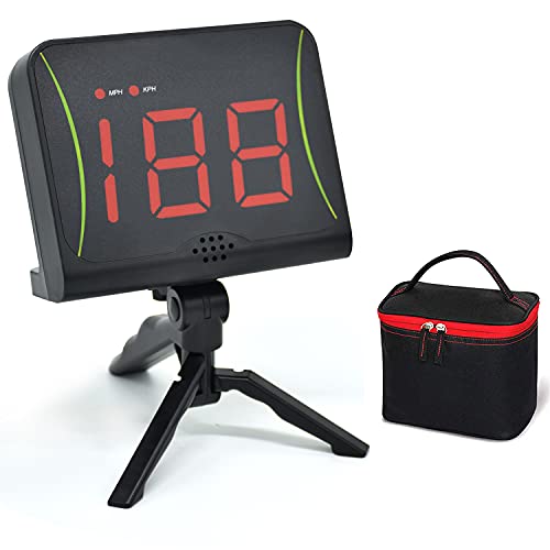 Oye Radar de velocidad de hockey con indicador LED rojo, velocidad de disparo con medición MPH y KPH, radar independiente para lacrosse, béisbol, hockey