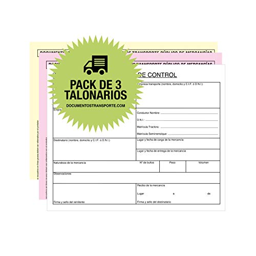 Pack 3 Talonarios CARTA DE PORTE NACIONAL Autocopiativos A5-3 Copias numeradas