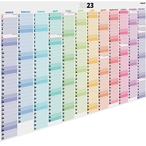 PACKLIST Planificador Anual 2023 Español - Calendario de Pared, Tamaño Poster Grande DIN A1 84 x 60 cm - para Potenciar la Organización Familiar, Estudios y Trabajo