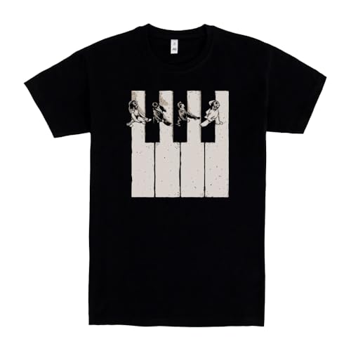 Pampling Camiseta de Manga Corta, 100% Algodón, Ropa Unisex para Hombres y Mujeres en 5 Tallas, Camiseta Negra, Modelo Music Is The Way (XXL)