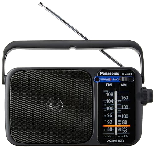 Panasonic RF-2400DEG-K - Radio Portátil FM/Am, (770mW, Iluminación LED, FM/Am, Fácil y Simple de Usar, Sintonizador Digital, Altavoz Amplio Rango 10 cm, Asa para Transportar) Color Negro