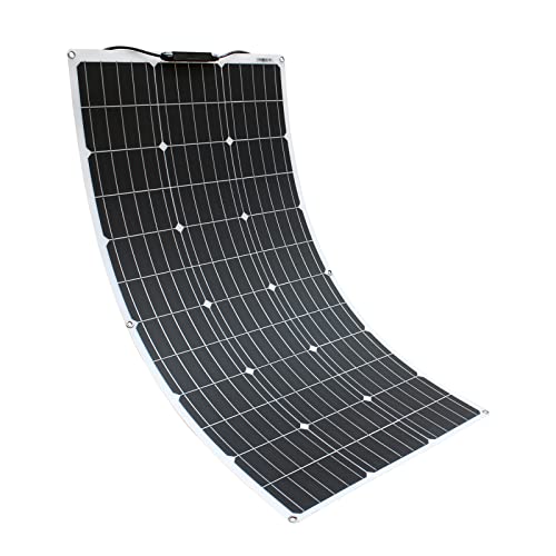 Panel solar flexible de 100W 12V mono moviles con una alta eficiencia de peso ligero ultra delgado impermeable para soporte movil coche，autocaravana, techos, caravanas, barcos y superficies desiguales
