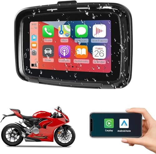 Pantalla táctil inalámbrica CarPlay y Android Auto para Moto, Pantalla Impermeable de 5 Pulgadas, Dispositivo de navegación GPS