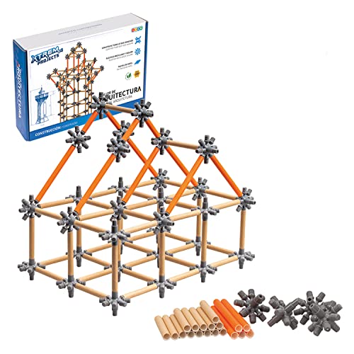 Party town Xtrem Projects - Taller de Arquitectura | Construcciones para Niños 220 Piezas | Juegos para Niños con Materiales 100% Reciclados | Juegos Niños 6 Años Stem