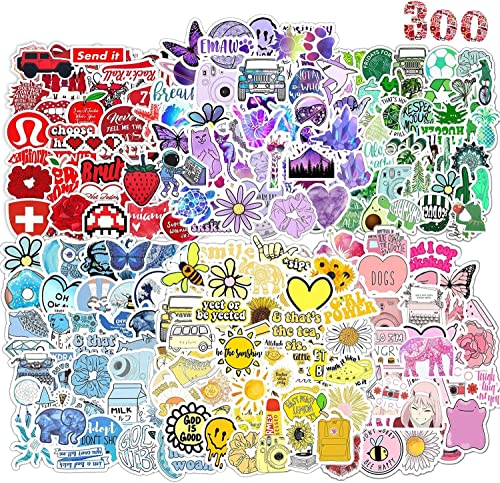 Pegatinas 300 Stickers Aesthetic Colores Graffiti, Pegatinas Infantiles Adultos, Impermeable Vinilo Pegatinas para Ordenador Portátil Agenda Laptop Macbook Skate Botella Agua Maleta Teléfono Móvil etc